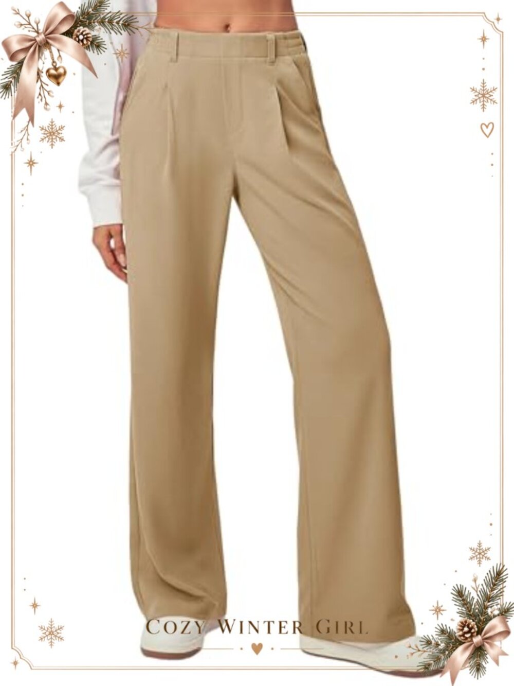 Waffle Knit Wide Leg High Rise Pleated Dress Pants Work Trousers